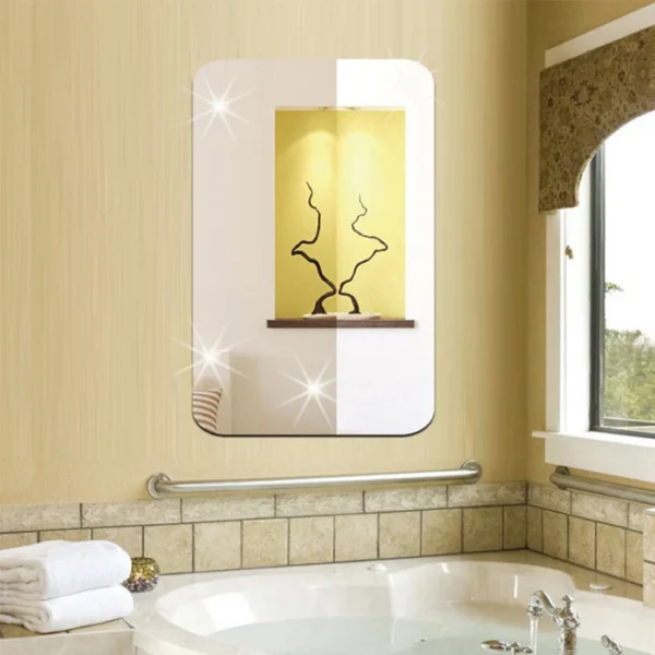 3D Mirror Wall Stickers - Acrylic Reflective Square Stickers for Home Décor - Image 2