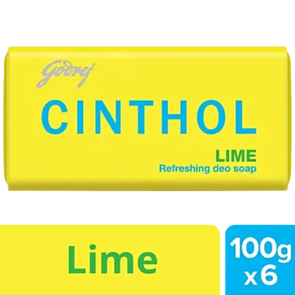 Cinthol Refreshing Deo Lime Bath Soap, 99.9% Germ Protection, 100 g (Pack of 6)