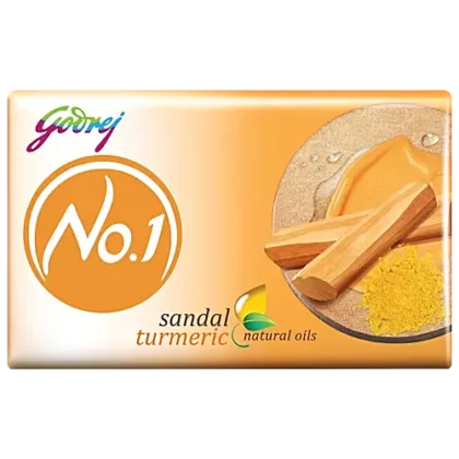 Godrej No.1 Sandal & Turmeric Bathing Soap, With Natural Oils, Gives Glowing Skin, 100 g (Pack of 5)