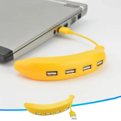 Banana Shape USB Hub – 4-Port USB 2.0 Splitter | Fun & Functional USB Expander for PC, Laptop, Mac – Plug & Play Design (1 Pc)