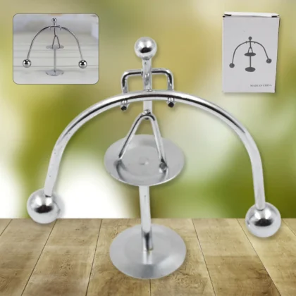 Mini Steel Balance Toy | Perpetual Motion Physics Desk Decor and Stress Relief Figurine