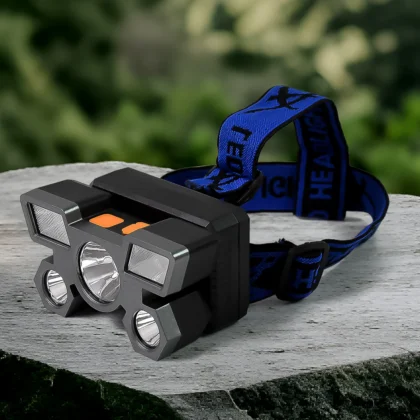 5-LED Headlamp – USB Rechargeable Outdoor Headlight with Multiple Modes, Waterproof Design – Ideal for Camping, Hiking, Fishing, and Night Activities (1 Pc)