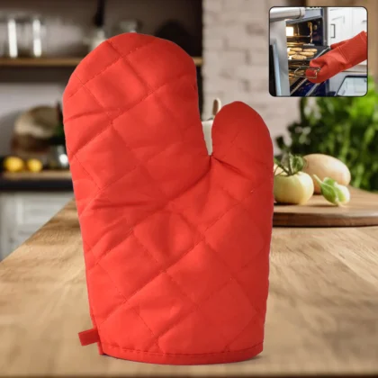 Heat-Resistant Non-Slip Oven Mitt Glove – 1pc Cotton Kitchen Glove (Up to 450°F, Multicolor)