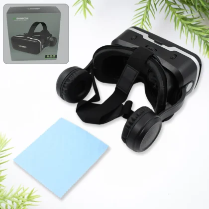3D/HD VR Glasses Virtual Reality Headset with Built-in Headphones – Compatible with iOS & Android Smartphones (4.7"–6.53"), Ideal for 3D Movies & VR Games (1 Pc)