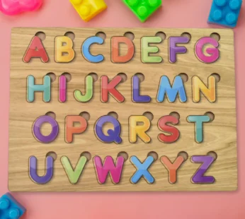 Wooden Alphabet Puzzle Board – Montessori Educational Toy for Toddlers & Preschoolers (1 Set)