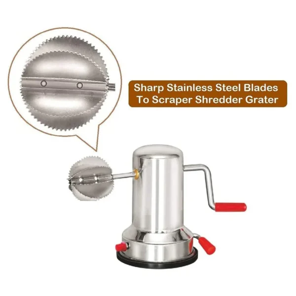 Manual Stainless Steel Coconut Scraper Machine – Hand-Operated with Vacuum Base for Kitchen Use (1pc) - Image 3