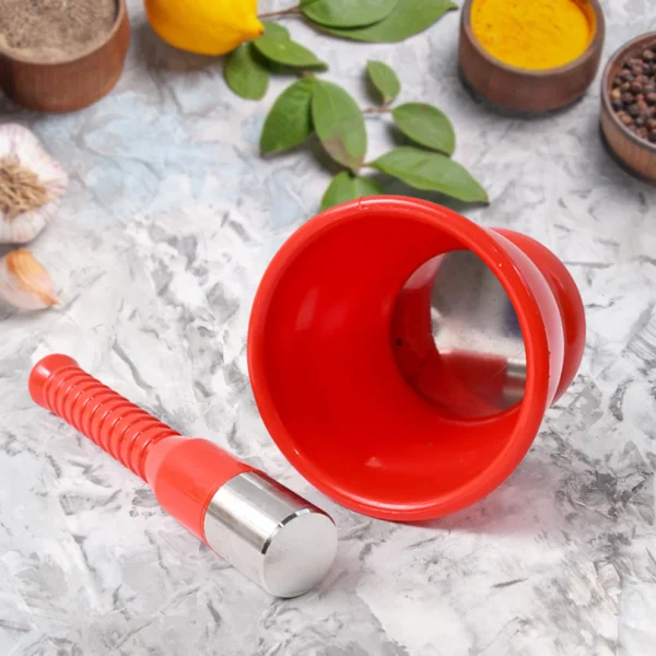 Ritu Heavy Duty Unbreakable Plastic Khal Batta (Mortar & Pestle) Set – 2 Pcs Manual Grinder with Rust-Proof Steel Base for Spices, Herbs & Masalas – Traditional Kitchen Tool - Image 2