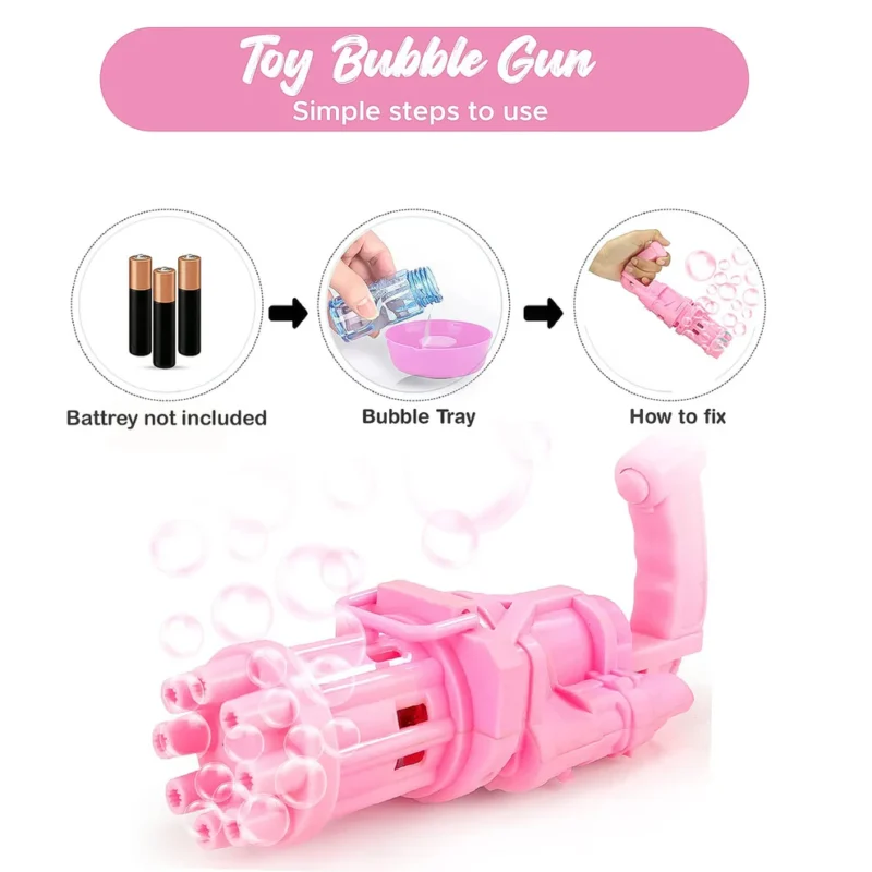 8-Hole Gatling Bubble Gun Toy – Battery Operated Electric Bubble Machine for Kids | 2-in-1 Fun Bubble Blower & Fan (1 Pc) - Image 3