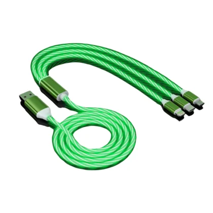 3 in 1 Light Up Fast Charging Cable – LED Flowing Light Multi Charging Cord for Smartphones (1 Pc)