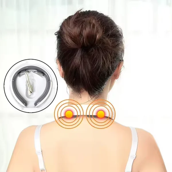 2 Heads Smart Electric Neck and Back Pulse Massager – Wireless Heat Cervical Vertebra Relaxation Machine (1 Pc / Mix Design) - Image 2