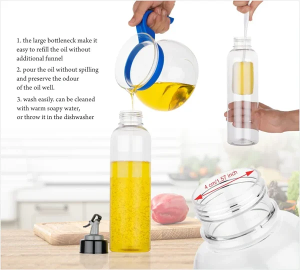 1L Plastic Oil Dispenser with Lid & Drip-Free Spout – Leak-Proof Bottle for Olive Oil, Vinegar & More - Image 5