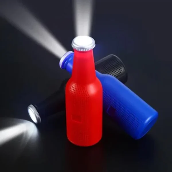Bottle-Shaped Wireless Bluetooth Speaker with Flashlight | Portable 5W Speaker with FM, AUX, USB, SD Card & Calling Support – Waterproof & Rechargeable (1 Pc) - Image 2