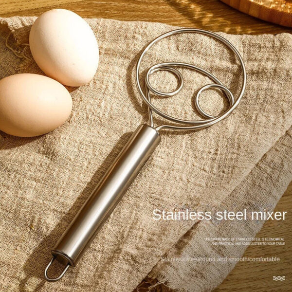 Premium Stainless Steel Dough Whisk – Dutch-Style Hand Mixer for Bread, Pizza, Pastries & More – Ergonomic Handle, Easy to Clean (1 Pc) - Image 3
