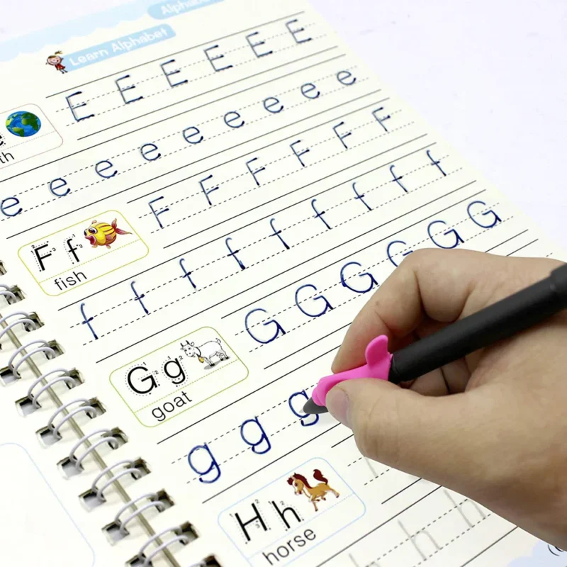 4 Pc Magic Copybook Set with Pen Case, Holder & Refills – Reusable Handwriting Practice Books for Kids & Adults - Image 3