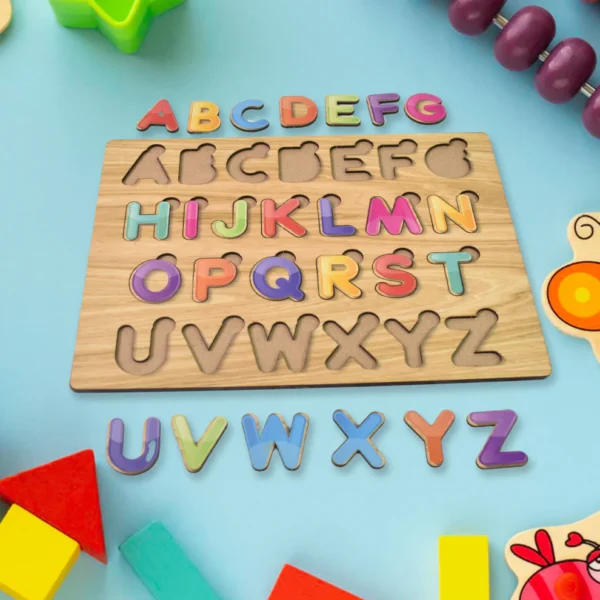 Wooden Alphabet Puzzle Board – Montessori Educational Toy for Toddlers & Preschoolers (1 Set) - Image 3