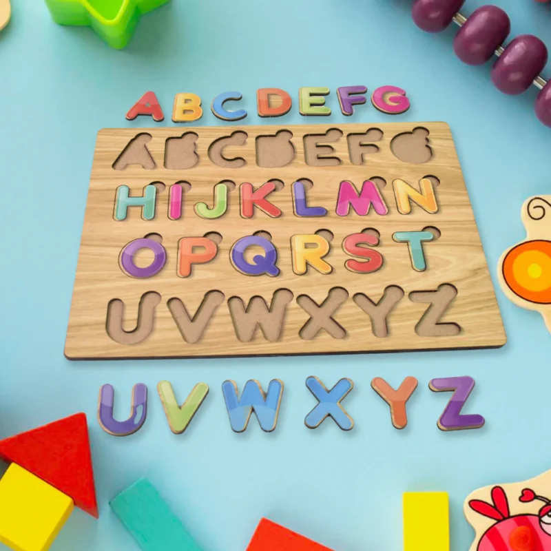 Wooden Alphabet Puzzle Board – Montessori Educational Toy for Toddlers & Preschoolers (1 Set) - Image 3