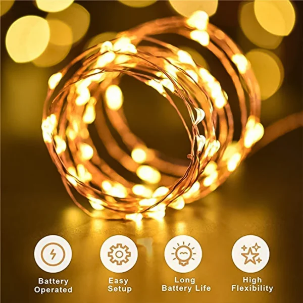 LED Flexible Waterproof Wire Lights – Battery Operated (2AA, Not Included) | Party, Wedding & Home Décor (1 Pc)