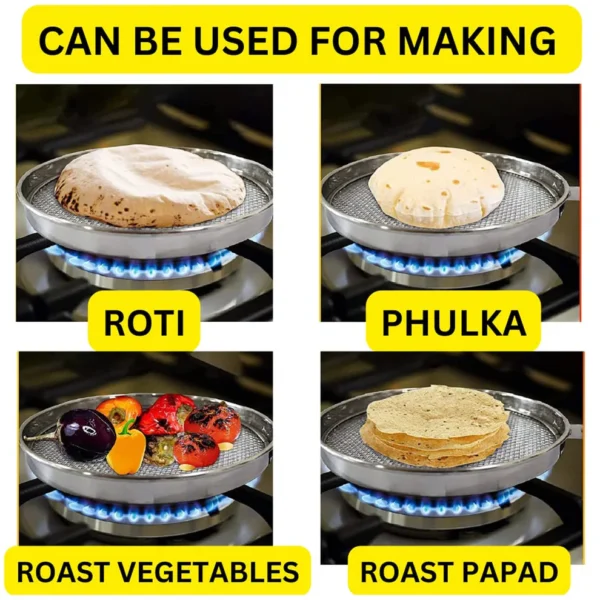 Stainless Steel Roaster Grill Jali with Handle – For Tandoor, Chapati & Multi-Purpose Roasting (1pc) - Image 3