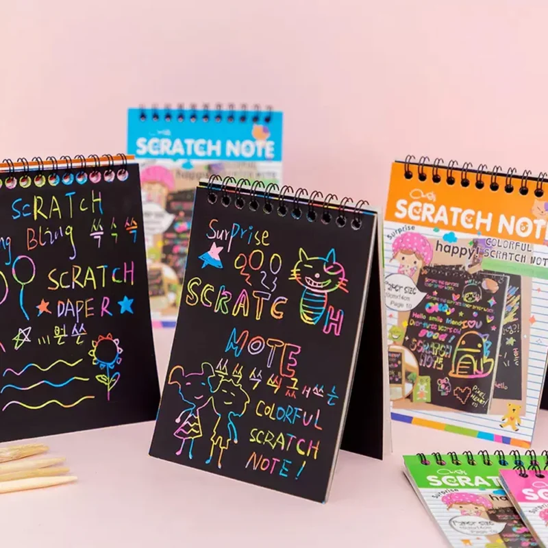 Crafts Rainbow Art Scratch Paper Book | 10 Pages with Bamboo Scratch Tool - Image 6