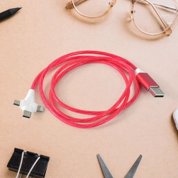 3 in 1 Light Up Charging Cable – LED Flowing Fast Charger for Smartphones (1 Pc) - Image 4
