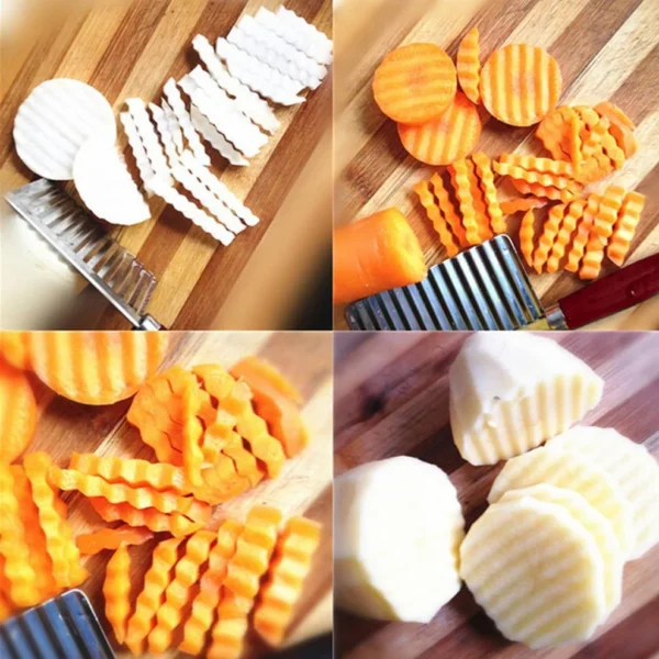 Stainless Steel Vegetable Salad Chopping Knife Crinkle Cutters - Image 4
