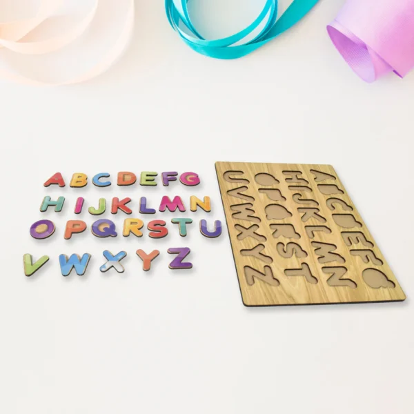 Wooden Alphabet Puzzle Board – Montessori Educational Toy for Toddlers & Preschoolers (1 Set) - Image 4