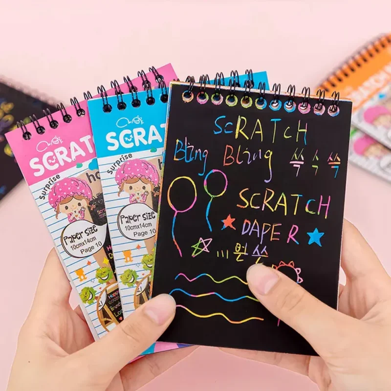 Crafts Rainbow Art Scratch Paper Book | 10 Pages with Bamboo Scratch Tool - Image 3