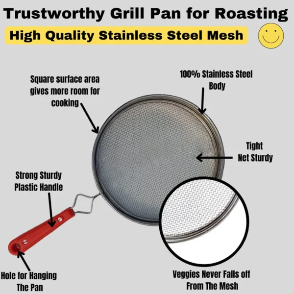 Stainless Steel Roaster Grill Jali with Handle – For Tandoor, Chapati & Multi-Purpose Roasting (1pc) - Image 4