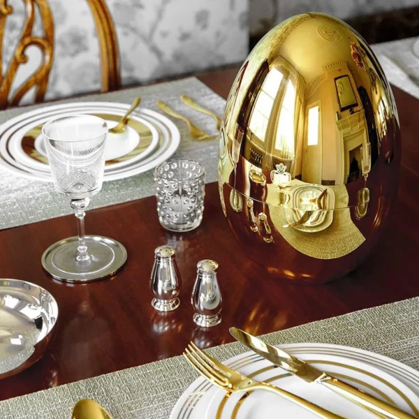 Premium 24-Piece Golden Cutlery Set with Oval Stand – Elegant Dining Set with Egg-Shaped Holder - Image 2