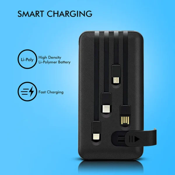 10000mAh 12W Fast Charging Power Bank with Built-in 4-in-1 USB Cables & Mobile Holder (1 Pc) - Image 5