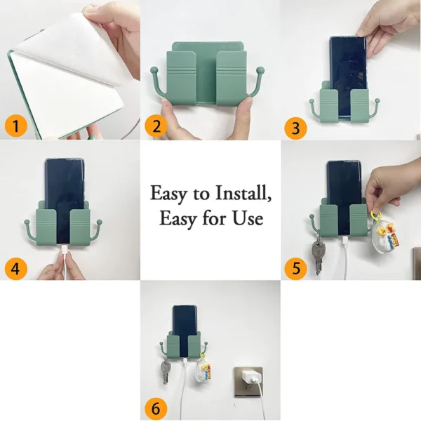 1 Pc Wall Mount Mobile Stand with Hook Design – Compact & Multi-Purpose Holder - Image 6