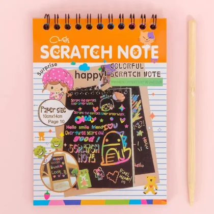 Crafts Rainbow Art Scratch Paper Book | 10 Pages with Bamboo Scratch Tool