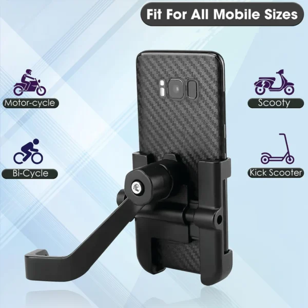 Full Metal 360° Rotating Mobile Holder for Bike, Scooty & Motorcycle – Universal Smartphone Stand for GPS & Navigation (1 Pc) - Image 6