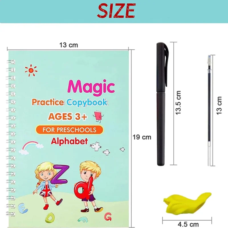 4 Pc Magic Copybook Set with Pen Case, Holder & Refills – Reusable Handwriting Practice Books for Kids & Adults - Image 6