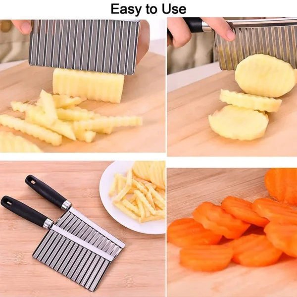 Stainless Steel Vegetable Salad Chopping Knife Crinkle Cutters - Image 6