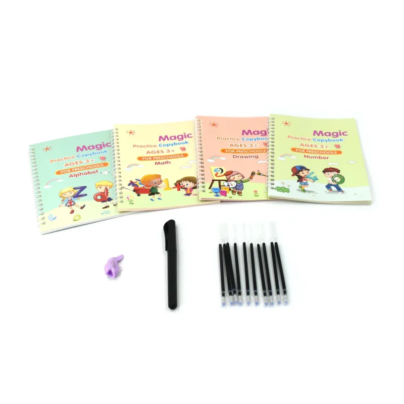 4 Pc Magic Copybook Set with Pen Case, Holder & Refills – Reusable Handwriting Practice Books for Kids & Adults - Image 7