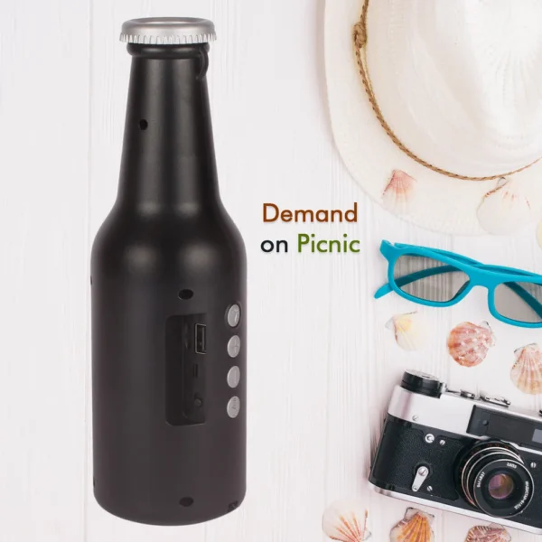 Bottle-Shaped Wireless Bluetooth Speaker with Flashlight | Portable 5W Speaker with FM, AUX, USB, SD Card & Calling Support – Waterproof & Rechargeable (1 Pc) - Image 8