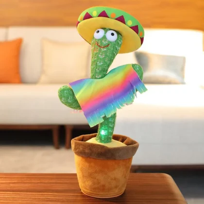 Electronic Dancing Cactus Toy – Singing, Talking, Recording & Light-Up Plush for Kids