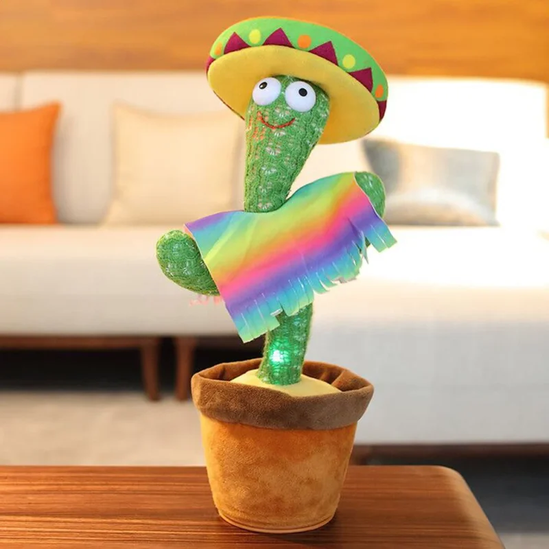 Electronic Dancing Cactus Toy – Singing, Talking, Recording & Light-Up Plush for Kids