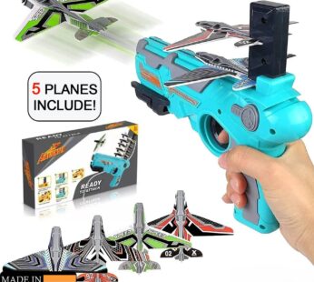 Airplane Launcher Toy with 5 Foam Planes – Indoor/Outdoor Shooting Glider Set for Kids