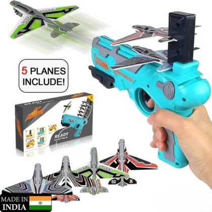 Airplane Launcher Toy with 5 Foam Planes – Indoor/Outdoor Shooting Glider Set for Kids