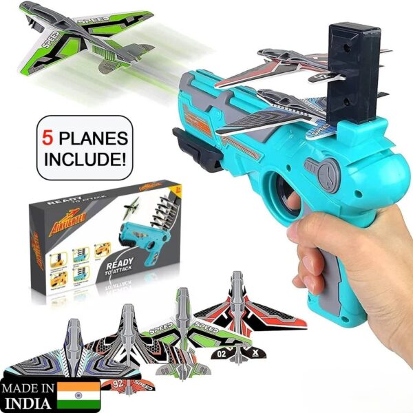 Airplane Launcher Toy with 5 Foam Planes – Indoor/Outdoor Shooting Glider Set for Kids