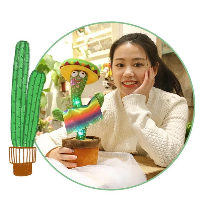 Electronic Dancing Cactus Toy – Singing, Talking, Recording & Light-Up Plush for Kids - Image 2