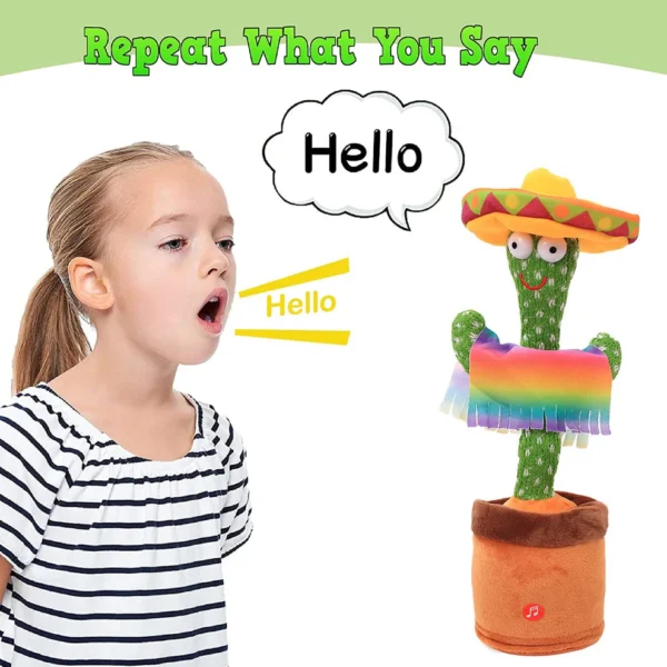 Electronic Dancing Cactus Toy – Singing, Talking, Recording & Light-Up Plush for Kids - Image 3