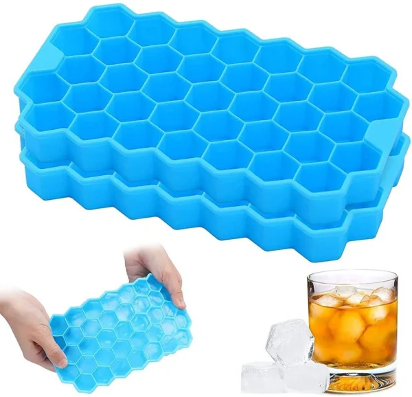 Flexible Silicone Ice Cube Tray – 37-Cavity Honeycomb Mould for Small Cubes, Fridge Use (Multicolor) - Image 7