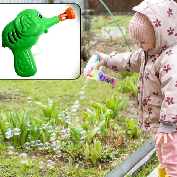 Elephant Hand-Press Bubble Gun Toy with Bubble Liquid – Fun Outdoor Play for Kids - Image 6