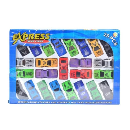Super Racer Power Car Set – Pack of 25 Multicolor Mini Racing Cars (Die-Cast, Battery-Free)