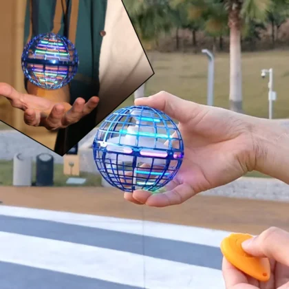 Flying Ball Toy with USB Rechargeable RGB Lights – 360° Rotating Boomerang Mini Pro Spinner Drone