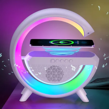 3-in-1 LED Night Lamp with Bluetooth Speaker & Wireless Charging – RGB Light, HiFi Sound, Mood Lighting – Ideal Gift for Bedroom, Parties, and Special Occasions (1 Pc)