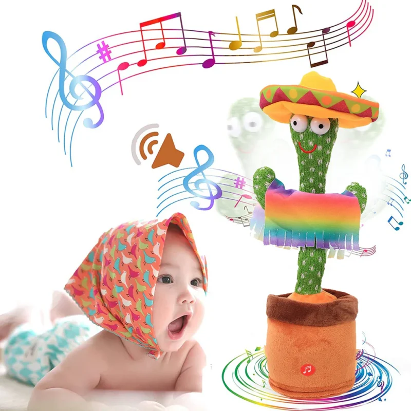 Electronic Dancing Cactus Toy – Singing, Talking, Recording & Light-Up Plush for Kids - Image 5